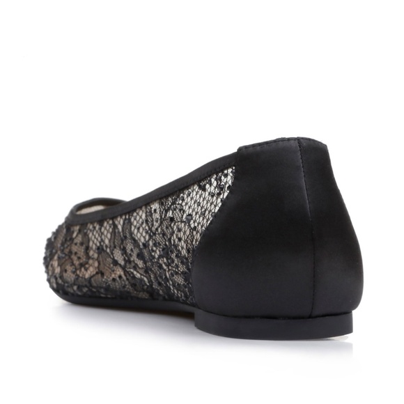Jewel Badgley Mischka Juliana Lace Ballet Flat Black Evening Dress Shoes Pumps 7 - Picture 4 of 16